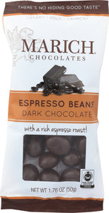 MARICH: Dark Chocolate Espresso Beans Single Serve, 1.76 oz