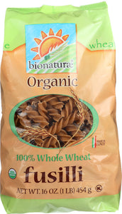 BIONATURAE: Organic Whole Wheat Pasta Fusilli, 16 Oz