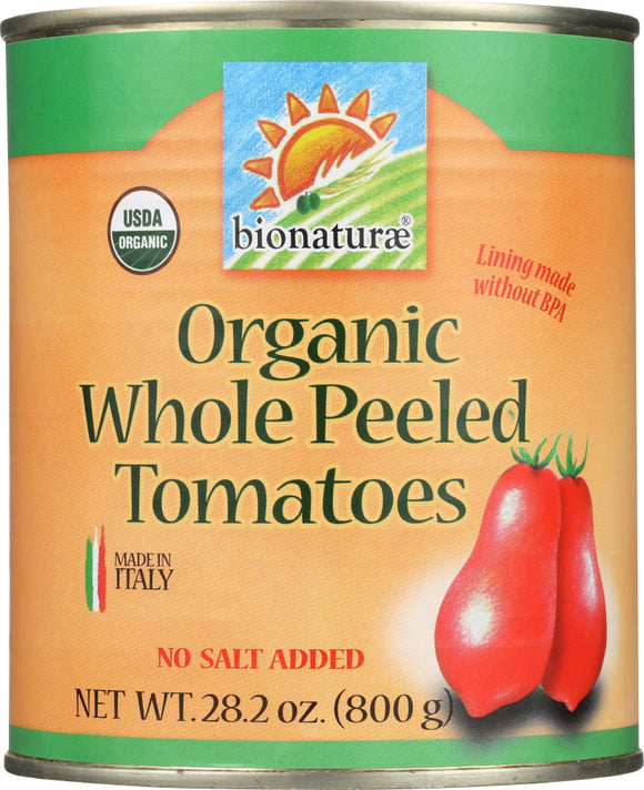 BIONATURAE: Organic Whole Peeled Tomatoes No Salt Added, 28.2 oz