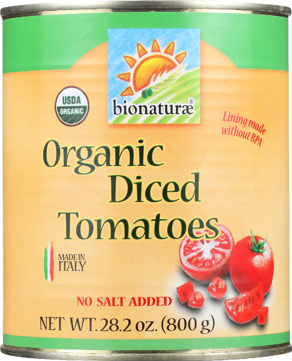 BIONATURAE: Organic Diced Tomatoes No Salt Added, 28.2 Oz