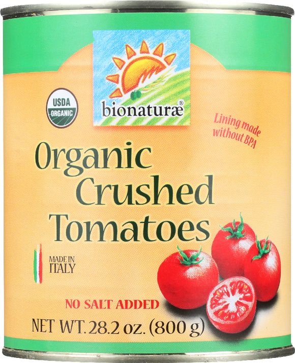 BIONATURAE: Organic Crushed Tomatoes No Salt Added, 28.2 Oz