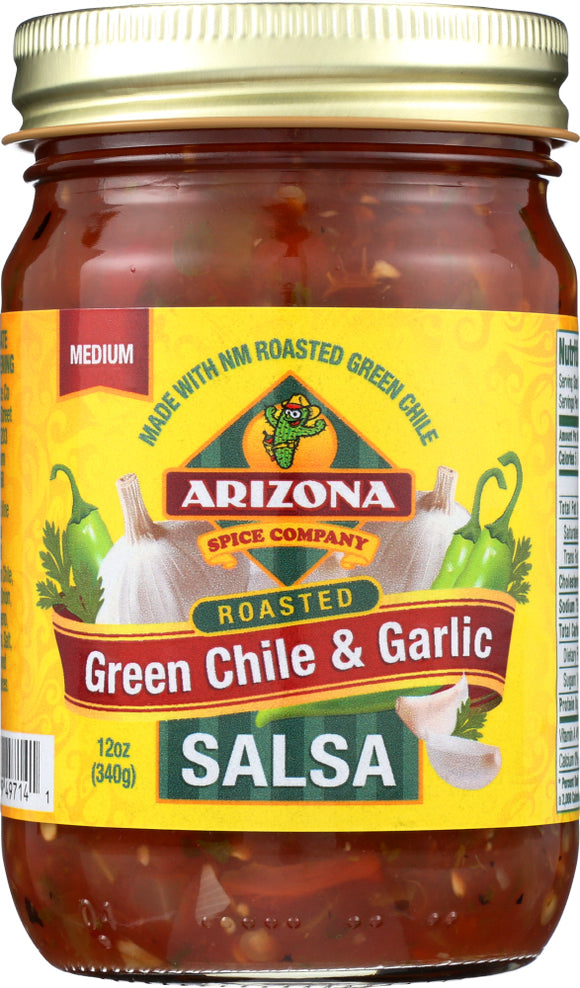 ARIZONA SPICE COMPANY: Salsa Roasted Green Chile Garlic, 12 oz