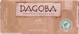 DAGOBA ORGANIC CHOC: Milk Chocolate Bar, 2 oz