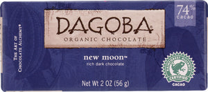 DAGOBA ORGANIC CHOC: New Moon Rich Dark Chocolate Bar, 2 oz