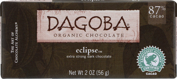 DAGOBA ORGANIC CHOC:  Eclipse Extra Strong Dark Chocolate Bar, 2 oz