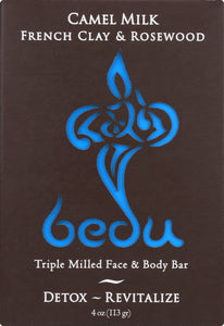 BEDU: French Clay and Rosewood Camel Milk Soap Bar, 4 oz