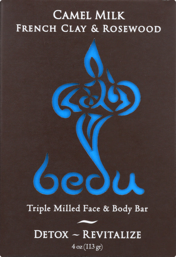 BEDU: French Clay and Rosewood Camel Milk Soap Bar, 4 oz