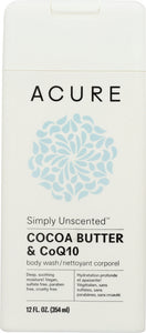 ACURE: Simply Unscented Body Wash Cocoa Butter & CoQ10, 12 fl oz