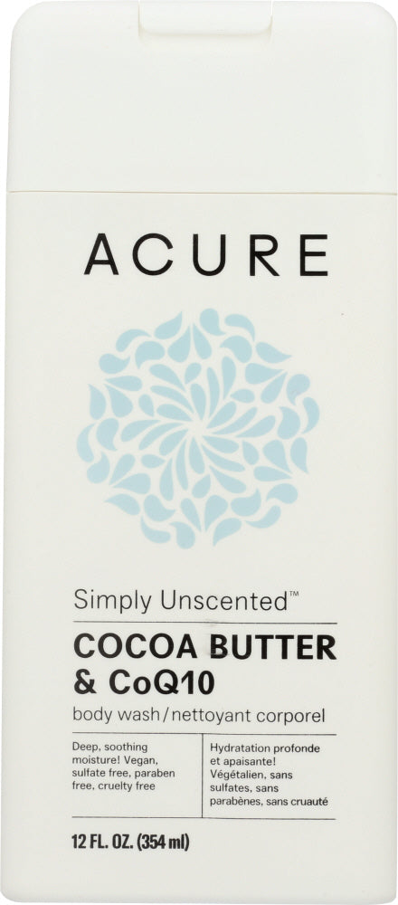 ACURE: Simply Unscented Body Wash Cocoa Butter & CoQ10, 12 fl oz