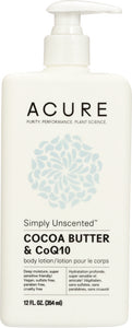 ACURE: Simply Unscented Body Lotion Cocoa Butter & CoQ10, 12 fl oz