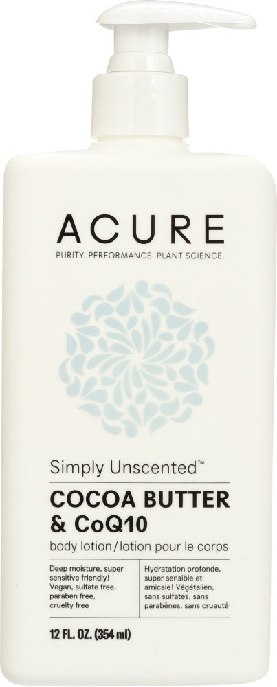 ACURE: Simply Unscented Body Lotion Cocoa Butter & CoQ10, 12 fl oz