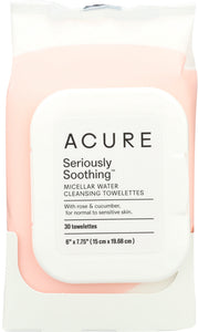 ACURE: Soothing Micellar Water Cleansing Towelettes, 30 Towelletes