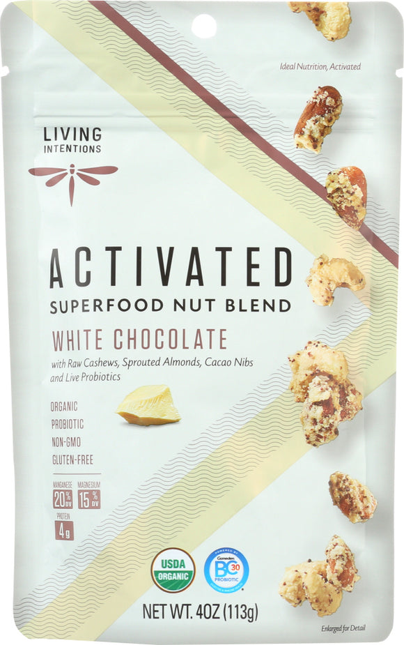LIVING INTENTIONS: Nut Blend White Chocolate, 4 oz