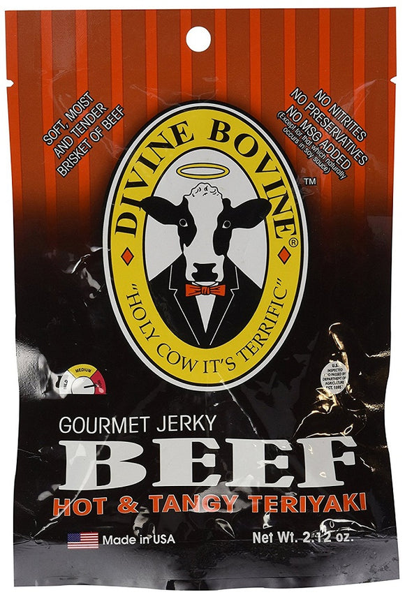 DIVINE BOVINE: Hot and Tangy Teriyaki Beef Jerky, 2.12 oz