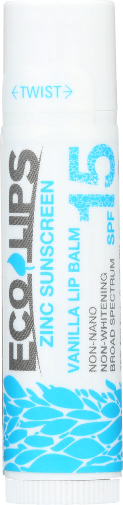 ECO LIPS: Vanilla Lip Balm Zinc Sunscreen SPF 15, 0.15 oz
