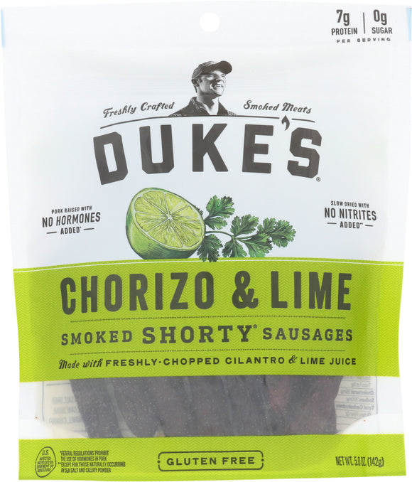 DUKES: Chorizo and Lime Shorty Smoked Sausage, 5 oz