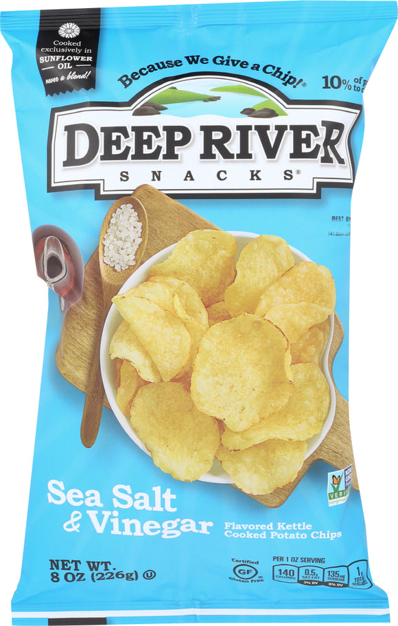 DEEP RIVER: Sea Salt Vinegar Kettle Chips, 8oz