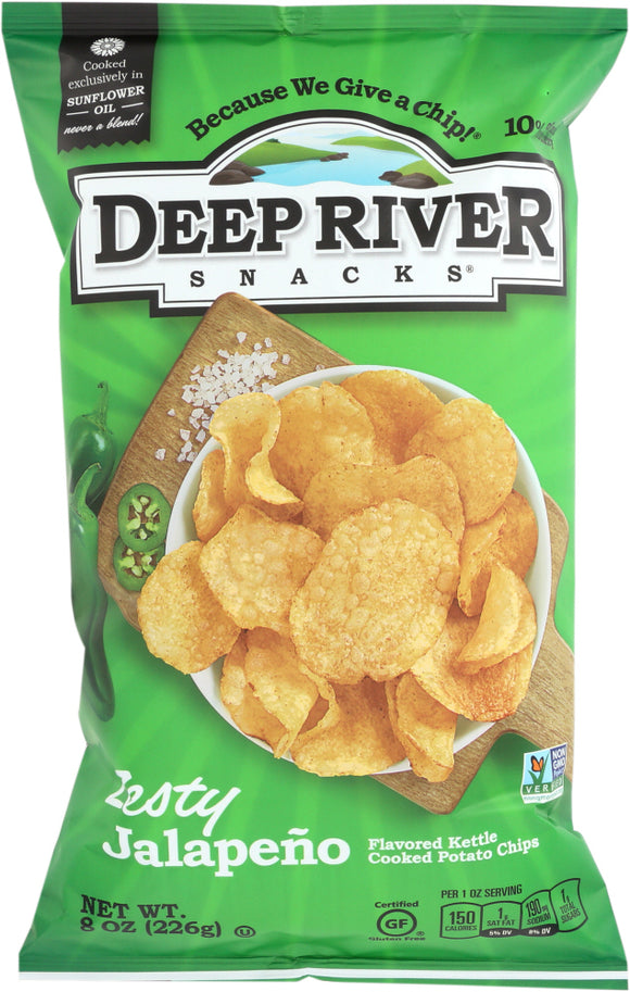 DEEP RIVER: Zesty Jalapeño Kettle Chips, 8 oz