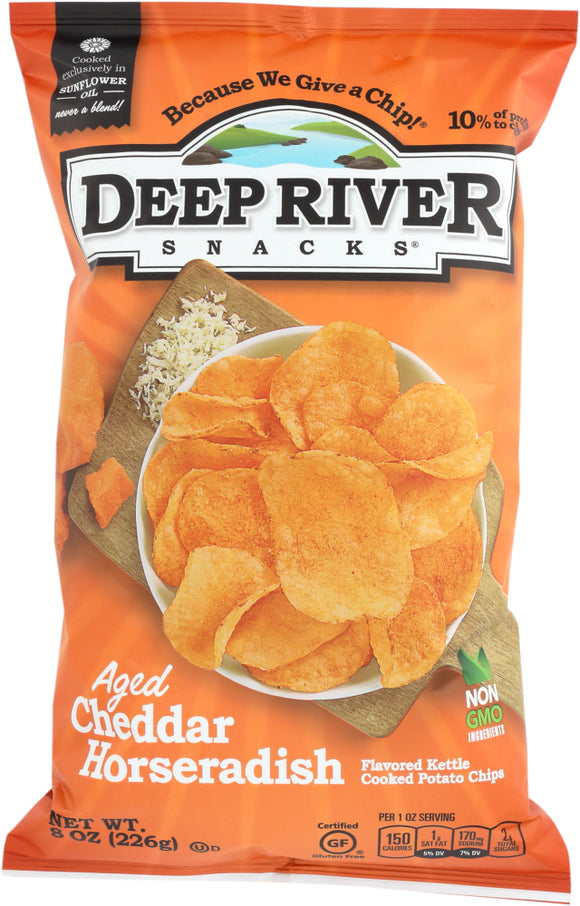 DEEP RIVER: Aged Cheddar Horseradish Kettle Chips, 8 oz