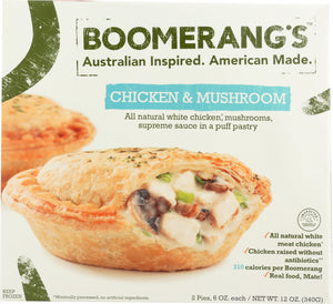 BOOMERANG'S: Handheld Aussie Pies Chicken & Mushroom, 12 oz