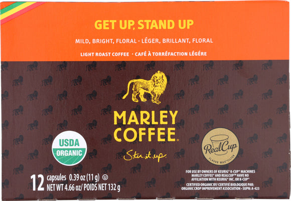 MARLEY COFFEE: Organic Get Up Stand Up Single Serve Coffee Light Roast, 12 K-Cups