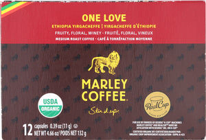 MARLEY COFFEE: One Love Single Serve Organic Coffee Ethiopia Yirgacheffe, 12 K-Cups