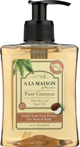 A LA MAISON DE PROVENCE: Liquid Soap For Hand & Body Pure Coconut, 10 fl oz