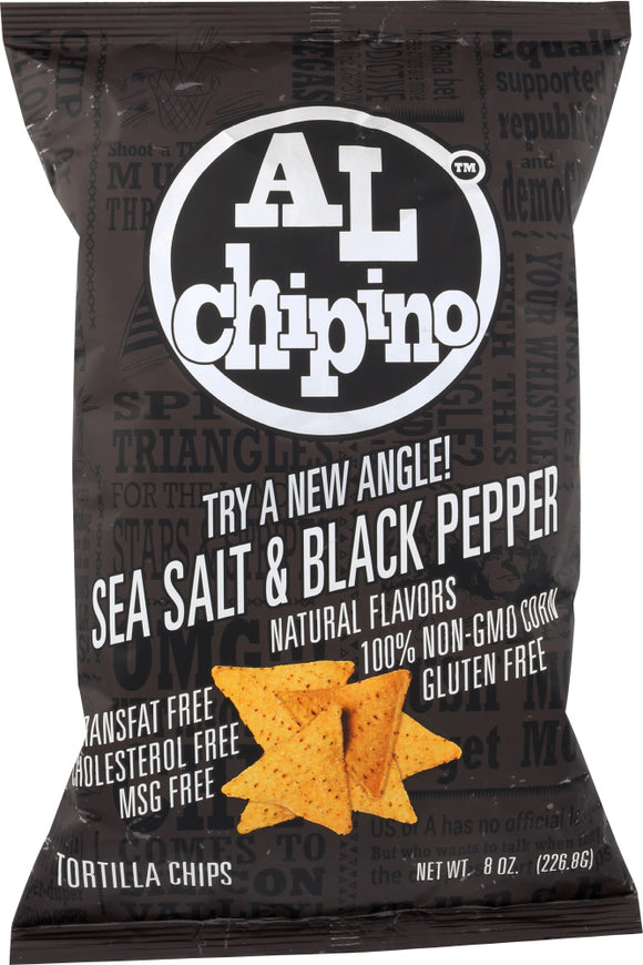 AL CHIPINO: Chip Tortilla Sea Salt Black Pepper, 8 oz