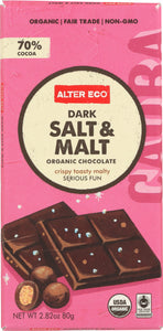 ALTER ECO: Chocolate Bar Dark Salt Malt Organic, 2.82 oz