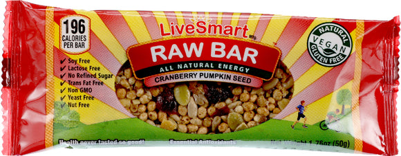LIVE SMART: Raw Bar Cranberry Pumpkin Seed, 1.76 oz