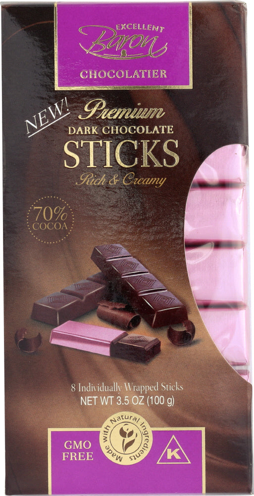 BARON CHOCOLATIER: Dark Chocolate Sticks 3.5 Oz