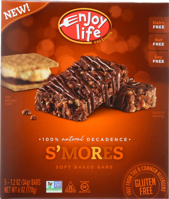 ENJOY LIFE FOODS: Soft Baked Bars S'Mores 5 bars (1.2 oz each), 6 oz