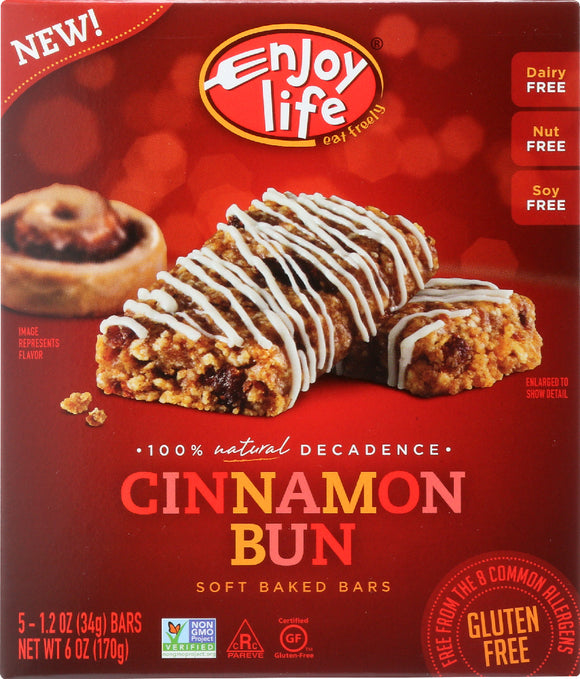 ENJOY LIFE FOODS: Soft Baked Bars Cinnamon Bun 5 bars (1.2 oz each), 6 oz