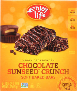 ENJOY LIFE FOODS: Soft Baked Bars Chocolate Sunbutter 5 bars (1.2 oz each), 6 oz