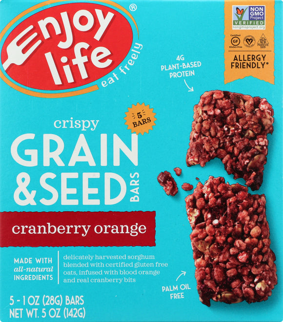 ENJOY LIFE: Bar Grain and Seed Cranberry Orange, 5 oz
