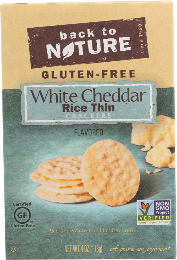 BACK TO NATURE: Gluten Free Rice Thins White Cheddar, 4 oz