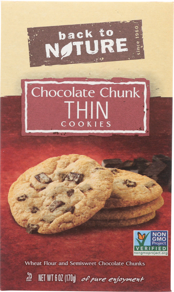 BACK TO NATURE: Chocolate Chunk Thin Cookie, 6 oz