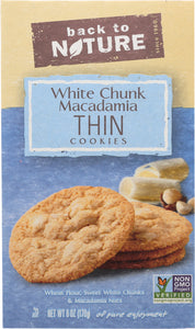 BACK TO NATURE: White Chunk Macadamia Thin Cookies, 6 oz