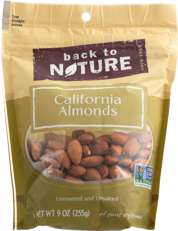 BACK TO NATURE: California Almonds Unroasted and Unsalted, 9 oz
