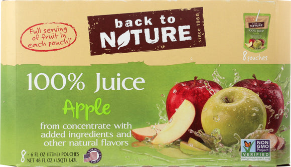 BACK TO NATURE: 100% Juice Squeeze Drink Packs Apple 8 count, 48 oz