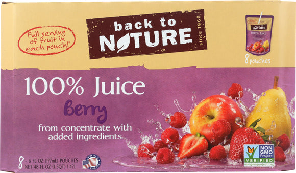 BACK TO NATURE: 100% Juice Squeeze Drink Packs Berry 8 pack, 48 oz