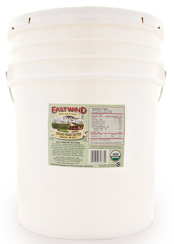 EAST WIND: Peanut Butter Smooth No Salt Organic, 35 lb