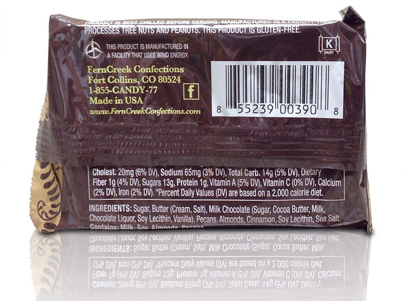 FERNCREEK: Cinnamon Pecan Toffee Bar Milk Chocolate, 2 oz