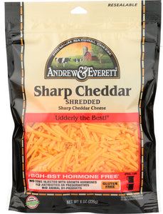 ANDREW & EVERETT: Sharp Cheddar Shredded Cheese, 8 oz