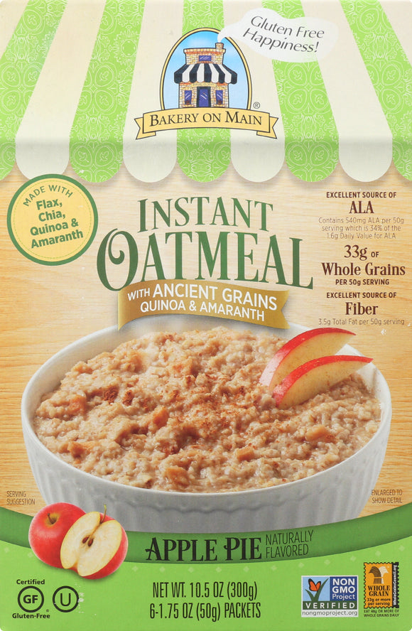 BAKERY ON MAIN: Instant Oatmeal Apple Pie Flavored Gluten-Free, 10.56 oz