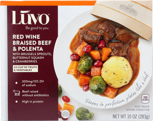 LUVO: Red Wine Braised Beef & Polenta With Roasted Brussels Sprouts, Butternut Squash & Cranberries, 10 oz