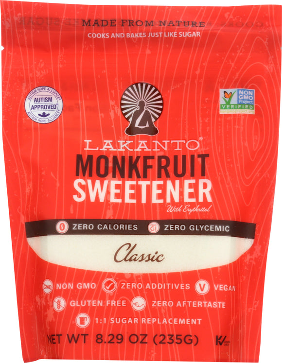 LAKANTO: All Natural Sugar Substitute Sweetener Monkfruit Classic, 8.29 oz