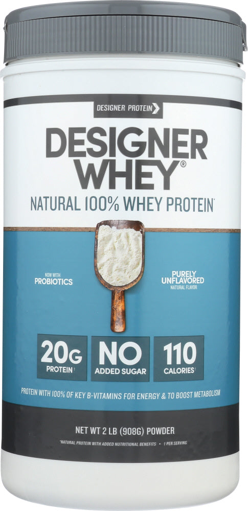 DESIGNER PROTEIN WHEY: 100% Premium Purely Unflavored, 2 lb