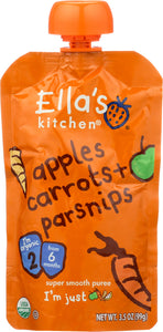 ELLA'S KITCHEN: Apples Carrots + Parsnips Super Smooth Puree, 3.5 oz