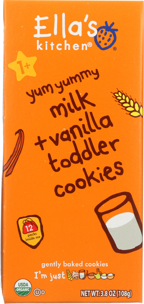 ELLA'S KITCHEN: Yum Yummy Milk + Vanilla Baby Cookies, 3.8 oz